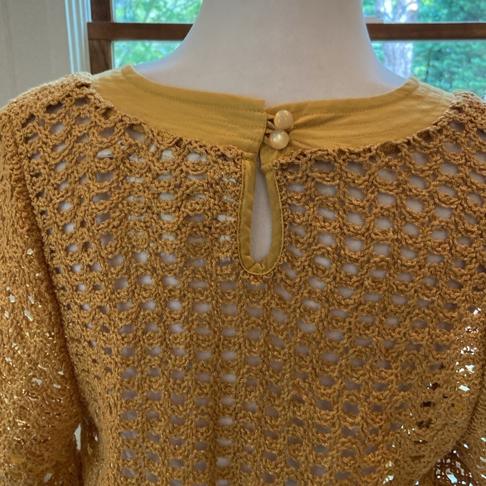 Anthropologie Angel Of The North Senoia Knit Crochet Short Sleeve Tunic top. - Picture 8 of 9